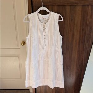Faherty Sleeveless Linen Blend White Dress